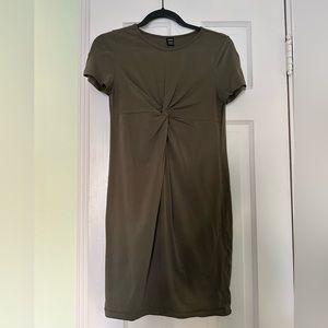 Medium, army green Maternity Twist Front Solid Bodycon Dress